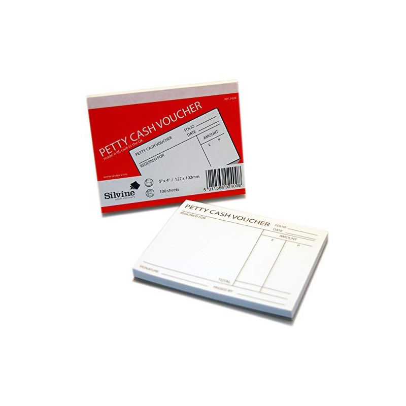 Silvine Petty Cash Voucher 100 Sheets, red, 5x4