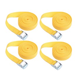 4 Pack Ratchet Tie Down Straps Adjustable Tie Down Straps Lashing Straps for Cargo Luggage Van Truck Motorcycle Yellow 2m x 25mm