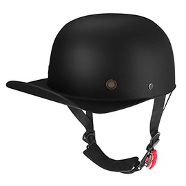 Woljay Vintage Retro Open Face Motorcycle Helmet Baseball Cap Half Helmets Men Women for Moped Cap Jet Scooter Street Cruiser - DOT Certified (Large, Matte Black)