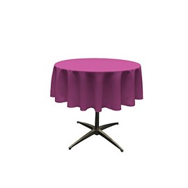 LA Linen Polyester Poplin Washable Round Tablecloth, Stain and Wrinkle Resistant Table Cover 51", Fabric Table Cloth for Dinning, Kitchen, Party, Holiday 51-Inch, Magenta, (TCpop51R_MagentaP81)