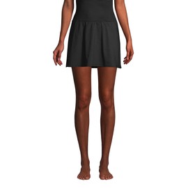 Lands' End Womens Chlorine Resistant Ultra High Waisted Swim Skirt Swim Bottoms Control Black Regular 12