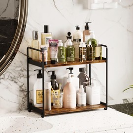 Homeiju Multi-Purpose Bathroom Counter Organizer, 2-Tier Wall-Mounted Storage Organizer Shelf for Bathroom, Vanity, Kitchen, Bedroom