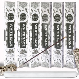 White Sage Incense Sticks for Cleansing - Total 120 Insence-Sticks - 6 Packs of 20 Insense - Inciensos - Inscents - Natural Non Toxic Ingredients - Incents - Incence - Inscense - Insents