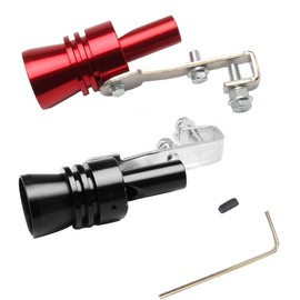 Pack of 2 Exhaust Sound Booster Whistle for Fake V8 Turbocharger Whistles in Car & Motorcycle Exhaust Muffler I Universal Turbo Whistle Sound Generator Tuning - Exhaust Pipe for Tailpipes (Black, Red,