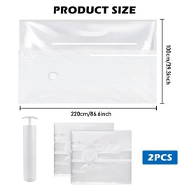 Vakuumbeutel für Matratzen, 2 Stück Vacuum Bags, Vakuum Beutel für Staubsauger Kompression, Vakuum Aufbewahrungsbeutel, Vakuumbeutel Matratze für Umzug,Transport, Aufbewahrung, 100 * 220cm
