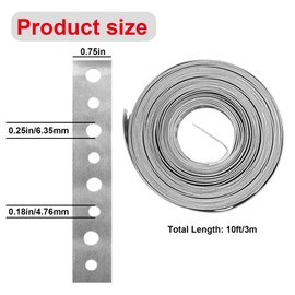 GIONAR 3/4 Inch × 10FT Metal Fixing Strap, Galvanised Steel Band,Adjustable Galvanised Supports with Perforated Holes, Metal Pipe Bracket for Fixing, Bendable Bracket Fence Banding Ties(2 Rolls)