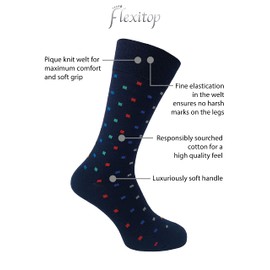 Flexitop Men's Geo/Stripe design Socks | 3 Pairs | U.K. Size 6-11 | Men's design socks, soft hold, comfort Men's socks, soft grip