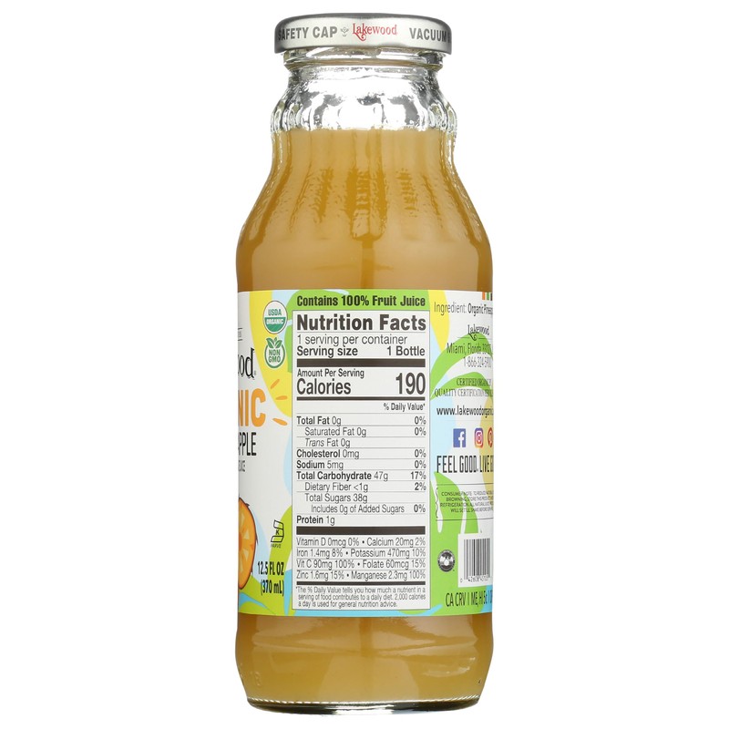 Lakewood Organic Fresh Pressed Pure Pineapple (1 X 12.5 FL