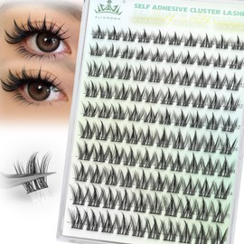 Self Adhesive Eyelashes Manga Lash Clusters 10MM-16MM No Glue Needed Eyelash Clusters Wispy Self Adhesive Lash Extensions Spiky Pre Glued Eyelash Extensions 100Pcs