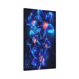 Wpshijia Light Switch Covers Fantasy Glowing Blue Flowers Glitter Neon Floral Decorative Switch Plates 1 Gang Blank No Device Outlet Covers Faceplate Electrical Wall Plates for Bathroom Bedroom Decor