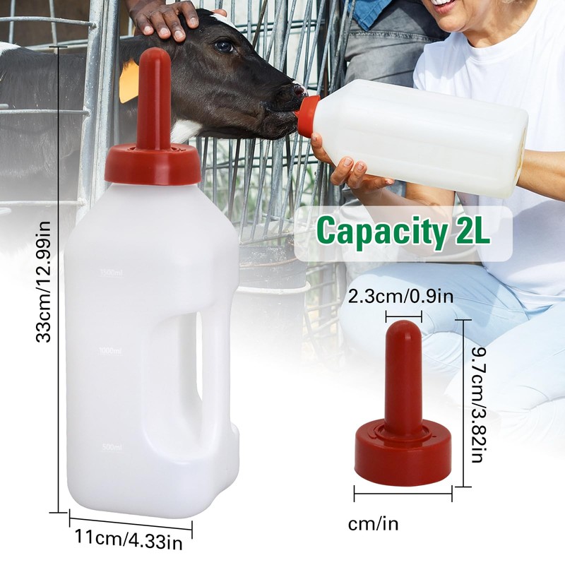 Calf Bottle with Hand Grip Handle and a Replacement Nipple,2