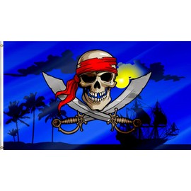 Masquita Pirate Flag 2x3FT,Pirate Ship Flag Cross Knife Flags for Indoor Outdoor,Vivid Color Double-Stitched Edges,Jolly Roger Pirate Flag Skull and Crossbones Flag with 2 Brass Grommets. (2x3)