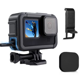 FitStill GoPro Hero12/11/10/9 フレームタイプのカメラ保護アクセサリー カメラフレーム サイドカバーとレンズカバー付き コールドシューアダプターと互換性があります