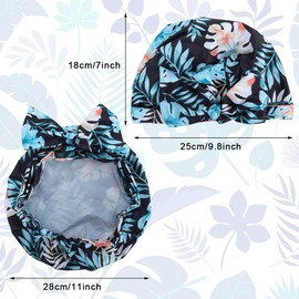 Shower Cap for Women - Waterproof Reusable Shower Adjustable Bow Bath Caps with Elastic Band for Ladies Girls Bathing Spa