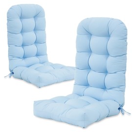 COOS BAY Outdoor High Back Cushion for Adirondack Chair, 49x20x5 Inch, Thick Tufted Patio Seat Pad for Patio Chair, Set of 2, Light Blue