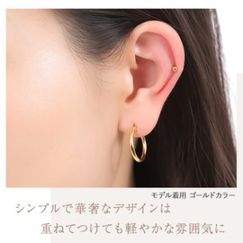 PLUSTER Brass Earrings Hoop Round Ball Set, Nickel Free, Hypoallergenic Metal, Unisex, Includes Dedicated Pouch, Cubic Zirconia