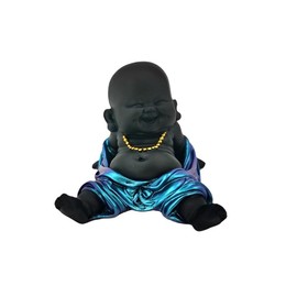 ICE ARMOR 3.5" W Blue and Black Buddha Sitting Figurine Statue Sculpture Ornament Decoration Home/Room Decor Ideas for Housewarming, Holidays and Birthdays Great Collectible Addition