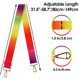 Gutsdoor Purse Strap Replacement Crossbody Bag Strap, Adjustable Wide Shoulder Strap for Handbags (Rainbow)