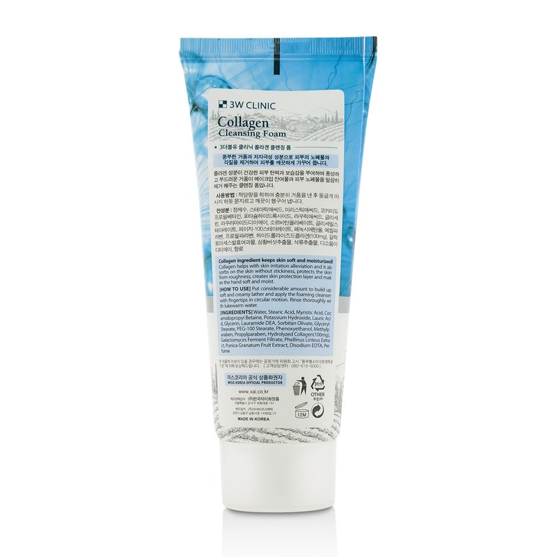 3W Clinic Cleansing Foam - Collagen 100ml/3.38oz