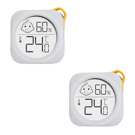 Pack of 2 - OPPERD Hygrometer & Room Thermometer - Small Digital Humidity Meter with Precise Thermometer Inside, Practical Moisture Meter for Bedroom, Children's Room, Living Room