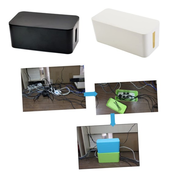 KOMBIUDA Plastic Power Cord Storage Box Organiser Power Strip Cover