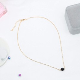 TseenYi Boho Bead Necklace Choker Gold Lave Stone Pendant Necklace Minimalist Necklaces Jewelry for Women and Girls Gifts