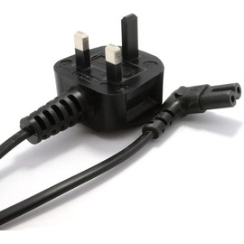 Mr. Gadget's Solutions® Right Angle Figure Fig of 8 IEC C7 Mains Power Lead Cable for Laptop TV Power Cord UK Plug Black – 1m