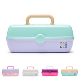 Caboodles Caboodles Pretty in Petite Makeup Box, Two-Tone Seafoam on Lavender, Hard Plastic Organizer Box, 2 Swivel Trays, Fashion Mirror, Secure Latch for Safe Travel