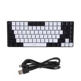 Gaming Keyboard Type C 84 Keys RGB Backlit Ergonomically Curved Quiet Wired Keyboard for Family Office Editing White
