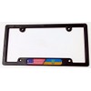 USA/Ukraine Flames Flag Black Plastic Car License Plate Frame Domed