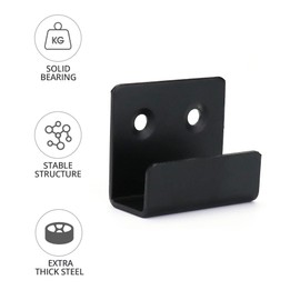 QWORK 8 Pieces U Angle Bracket Stainless Steel Heavy Duty Ceramic Tile Display Wall Hooks with Screws Black 16mm Inner Width