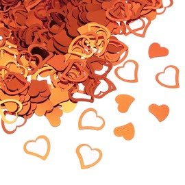 MECCANIXITY 1200Pcs Heart Confetti Glitter Confetti Table Confetti Decor for Party Wedding Festival Decorations, 0.5x0.6Inch, 0.4x0.4Inch, Orange
