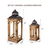 Large Farmhouse Decorative Wooden Lantern Set of 2, Rustic Brown