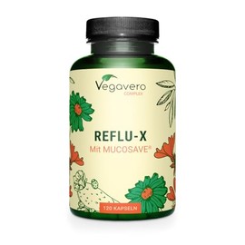 Vegavero Vegavero Reflu-X Complex | Natural Antacid | Stomach Reflux and Gastritis | with Mucosave®, Olive Leaf Extract, Sodium Alginate, Chamomile | NO Additives | 120 Capsules | Vegan