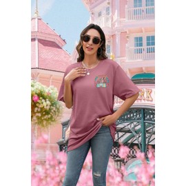 Magic Kingdom Shirt Women Girls Just Wanna Have Fun Shirt Girls Trip T-Shirt Cute Magical Tee Summer Vacation Tops Pink