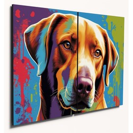 The Plum Penguin Labrador Retriever Pop Art Wall Decor - Dual A4 MDF Wooden Panels Canvas Alternative 40 x 30cm