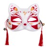Clear Stone Japanese Style Mask Cat Half Face White Flame