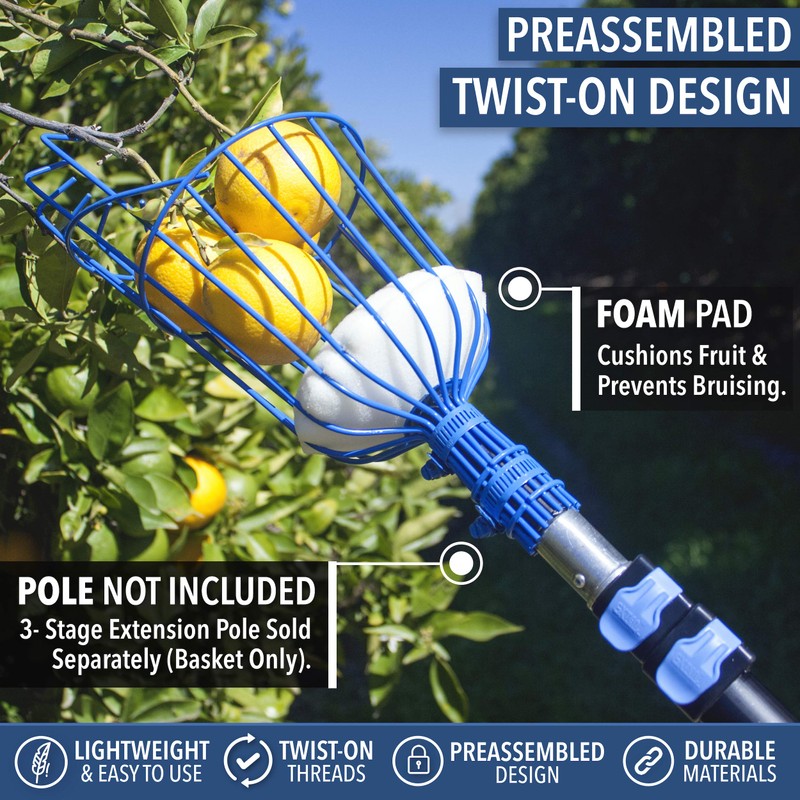 EVERSPROUT Twist-On Fruit Picker Basket, Twists onto Standard US Threaded