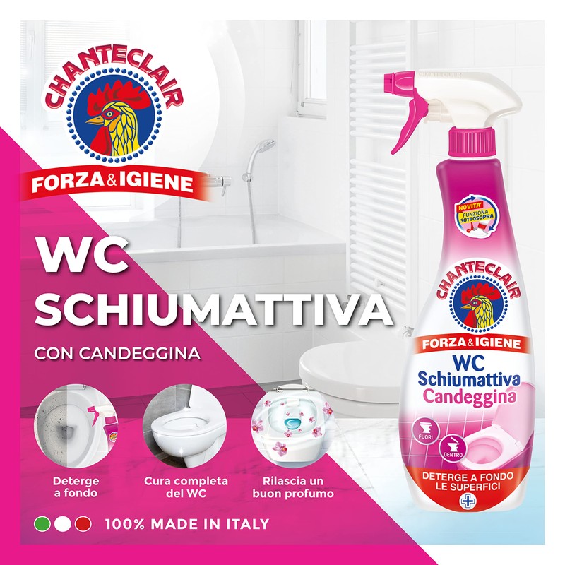 Chanteclair - WC Schiumattiva con Candeggina - Pulisce e Igienizza,
