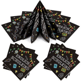 Tenare 50 Stück Servietten Endlich Schulkind Papierservietten Schulanfang Servietten mit Bunt Tafel ABC Zuckertüte Muster für Einschulung Schuleinführung 1. Schultag Klasse Schule Deko