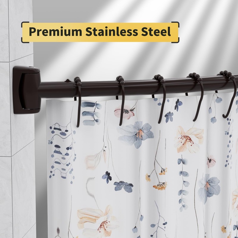 Chrsouly Adjustable Curved Shower Rod, 42-74 inches Extra Wide Shower
