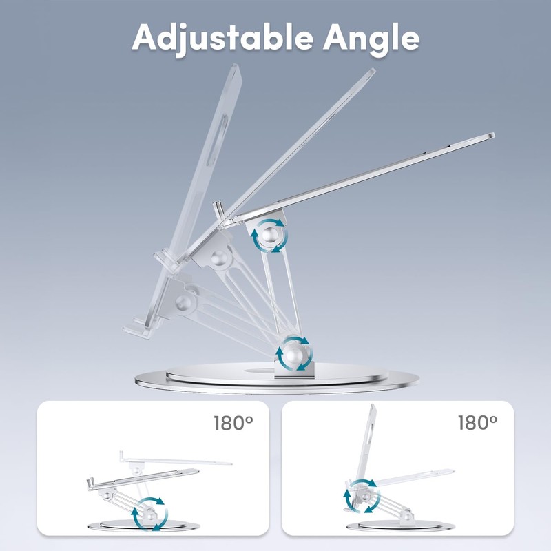 Lifelong Adjustable Laptop Stand with 360° Rotating Base, Ergonomic Computer