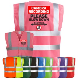 Corporate Togs Equestrian Rider High Visibility Vest - CAMERA RECORDING SLOW DOWN Print, Equine Safety Vest, EN IS0 20471 Class 2 Compliant | Safety Accessory