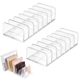 SensaBliss Eye Shadow Storage, 7 Compartments, Set of 2, Cosmetics Storage, Acrylic, Partition Stand, Drawer, Partition Plate, Tabletop, Makeup Storage Case, Transparent Makeup Storage Box, Small