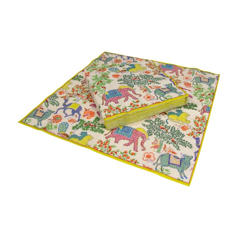 Caspari Le Jardin De Mysore Paper Luncheon Napkins - Four
