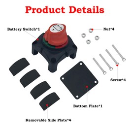 Vcanuplms Battery Switch Master Cut Off, 12V-48V Waterproof Heavy Duty Battery Disconnect Isolator for Car, Truck, RV, Marine Boat (On/Off Switch)