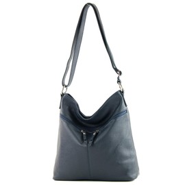 modamoda de T196 Women's Leather Shoulder Bag Handmade in Italy, darkblue