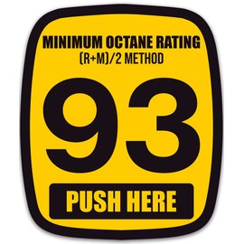 93 Octane Rating Pump Sticker (Minimum Gasoline Outdoor Vinyl Decal for Fuel Pumps and Gasoline Station Business (2 x 2.5 Inches)