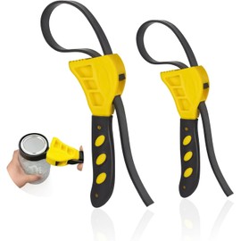 FUNCYboo Strap Wrench, 2 Pcs Rubber Strap Adjustable Wrench Set Oil Filter Pipe Jar Opener Belt Wrench for Mechanics Plumbers Car Repair Tool