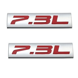2Pc 7.3L Emblem Triple 3D Metal Badge Sticke for Hood Fender Door Trunk (Silver Red)